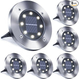 Toodour 6 Pack Solar Ground Lights Outdoor, 8 LED Waterproof Solar in-Ground Disk Lights for Garden Driveway Lawn | Lumora