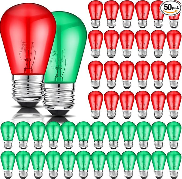 VIHOSE S14 Bulb Colored Outdoor String Light Bulb Replacement Glass Bulb 11 Watt E26 Base Incandescent Colored | Lumora