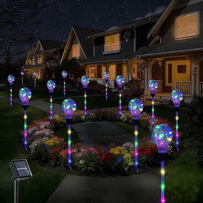 Solar Lights Outdoor Garden Decorative Waterproof 6 Pack Bulb Lights Outside Solar Pathway Lights for Garden Home Christmas Landscape Path Yard Lawn Driveway Flowerbed Decor - Multicolor