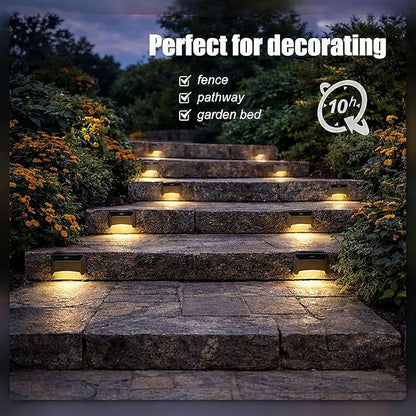 Boostar Solar Deck Lights, 16 Pack Warm White LED Step Lights, Waterproof Outdoor Lighting for Stairs, Fence, Yard, Patio & Pathway