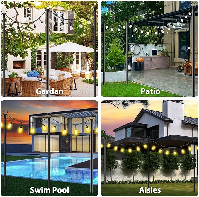 zoegi 10 Pack 10Ft String Light Poles,Light Poles for Outside Lights with Fork,Outdoor Brackets Hanging | Lumora