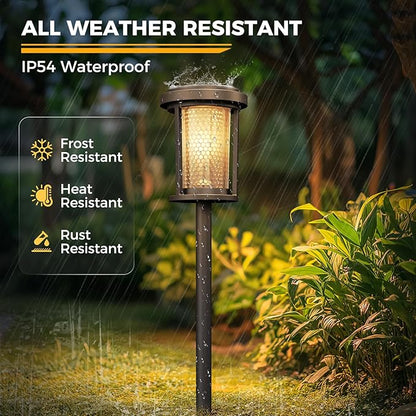 Solar Yard 4-Pack Solar Pathway Lights Outdoor, Solar Powered Landscape Lighting with Honeycomb Structure, Garden Path Lights Outside Waterproof for Pathway, Porch, Walkway, Driveway
