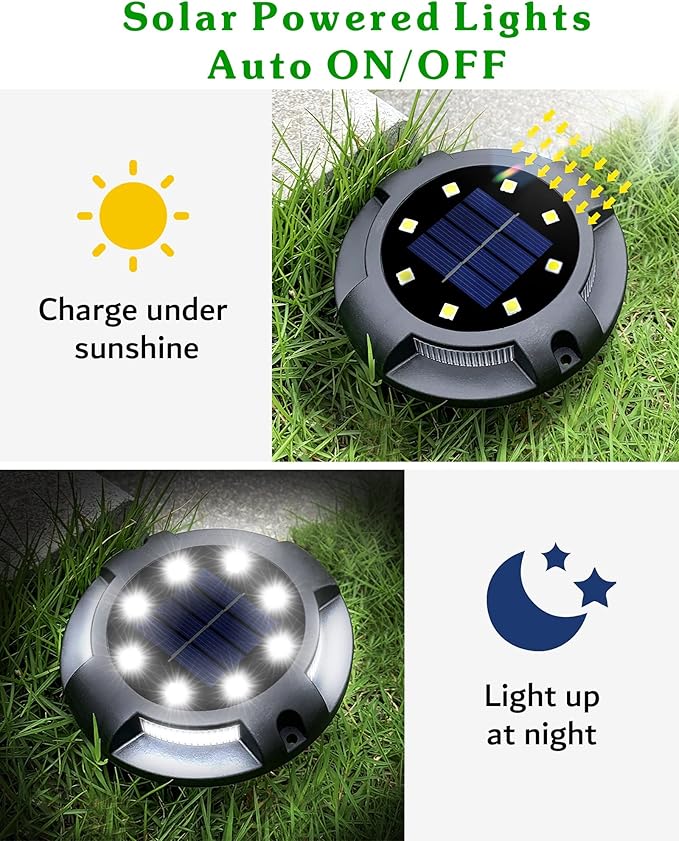 Biling Solar Outdoor Lights Walkway Lights 12 Packs, Bright Solar Ground Lights Uplight Sidelight Waterproof for | Lumora