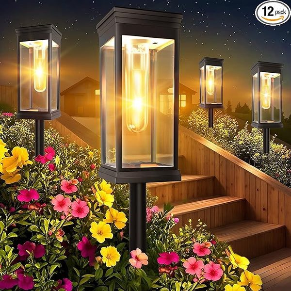 12 Pack Solar Pathway Lights Outdoor,IP65 Waterproof - Bright Solar Lights Outdoor,Auto On/Off Pathway Lights Solar | Lumora