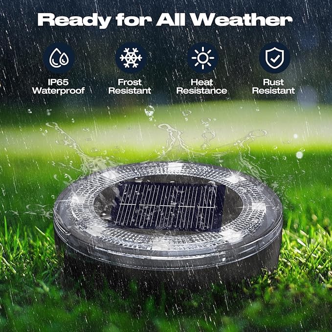 Mini Solar Ground Lights, 12 Pack Solar Lights Outdoor Waterproof, Upgraded LED Flat Landscape Lighting for Outside | Lumora