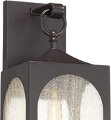 Possini Euro Design Tyne Modern Outdoor Wall Light Fixture Bronze Steel Lantern 20 1/2" Clear Seedy Glass Panels | Lumora
