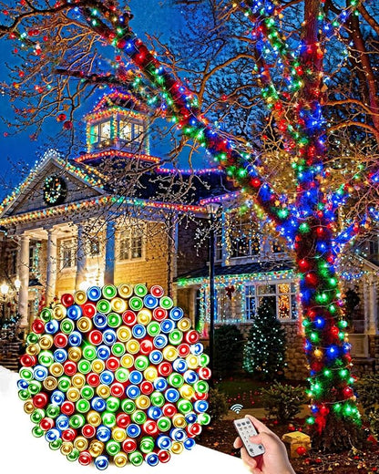 580 LED String Lights, 196FT Indoor Outdoor Fairy Lights, Waterproof Twinkle Christmas Decorations Lights with Remote for Bedroom Outside Tree Garden Patio Camping Party Decor, Warm and Colorful
