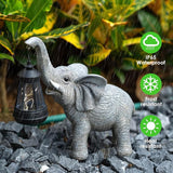 Solar Garden Statue Lights Elephants Figurine with Solar Lantern, Outdoor Yard Decorations for Patio Porch Home | Lumora