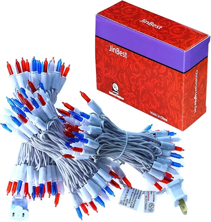 150 LED Red White and Blue US Flag Lights, UL Certified and Commercial Grade 50 Ft White Wire 3-Colored Christmas | Lumora