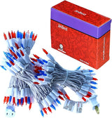 150 LED Red White and Blue US Flag Lights, UL Certified and Commercial Grade 50 Ft White Wire 3-Colored Christmas | Lumora