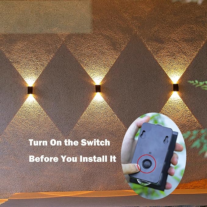 ASLIDECOR Solar Wall Lights UP and Down,Warm White Fence Lighting Waterproof Deck Step Light for Arbor Patio Yard