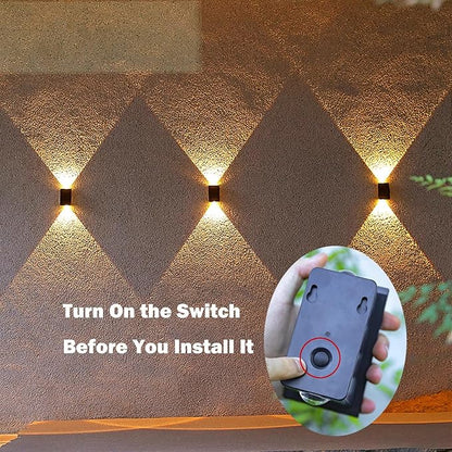 ASLIDECOR Solar Wall Lights UP and Down,Warm White Fence Lighting Waterproof Deck Step Light for Arbor Patio Yard