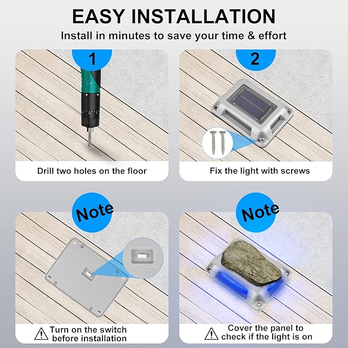 Solar Deck Lights Driveway Dock Lights- 8 Packs Waterproof 1200mAh Solar Powered Outdoor LED Aluminum Dock Lighting | Lumora