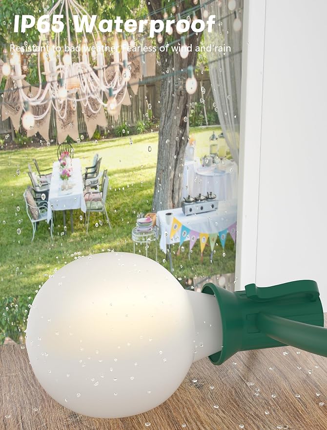 SUNSGNE G40 LED Round Christmas Lights Outdoor, 50FT Globe Christmas String Lights with 27 LED Frosted White | Lumora