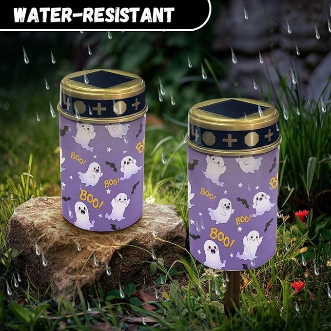 Cute Ghost Solar Lights Outdoor Garden, Waterproof Solar Powered Stake Lights, Decor for Dad Grandma Garden Yard Gravesite