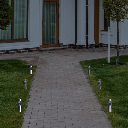 Northlight Set of 6 Solar Powered LED Pathway Markers - 10" - Silver