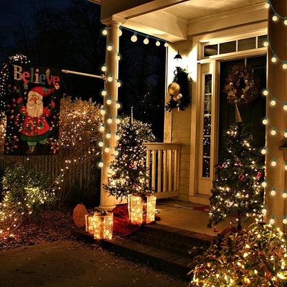 Abeja G40 Outdoor String Light, 25FT Frosted White Christmas String Lights with 27 Frosted White Bulbs, G40 Globe Patio String Lights for Backyard Porch Balcony Party Wedding Umbrella-5W Green Wire
