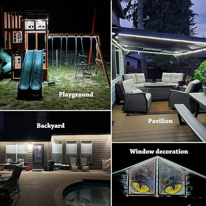 33ft Outdoor LED Strip Lights Waterproof, 600 LEDs 12V Rope Lights, White Flat and Flexible Rope Lighting for Outside, Dimmable Light Strip Indoor for Bedroom, Not Tube Light