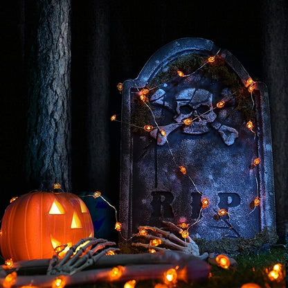 Halloween Pumpkin Lights, 2 Packs 13.5ft 40 LED Battery Operated Led Pumpkin String Lights, Waterproof Orange String Lights for Indoor/Outdoor, Wedding, Bedroom, Home, Window, Halloween Decorations