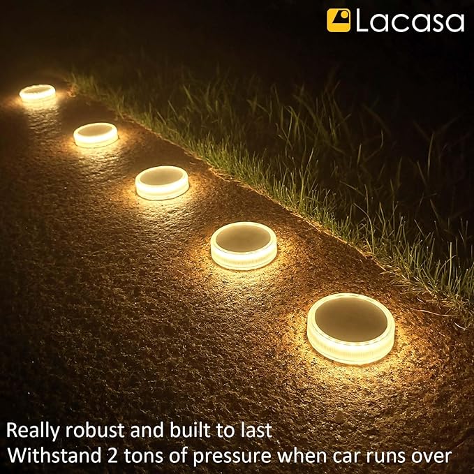 Lacasa Solar Deck Lights, 4 Pack 30LM Outdoor Solar Powered Step Lights, LED Dock Lights Warm White 2700K Light up | Lumora
