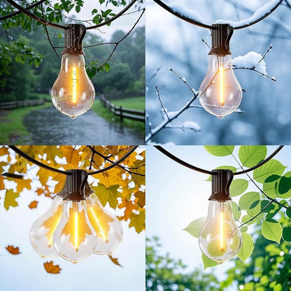 String Lights for Outside 200 FT Outdoor String Lights Waterproof with 100+6ea A39 Shatterproof Warm Bistro Lights for Patio Gazebo Backyard Garden, 2x100FT Linkable