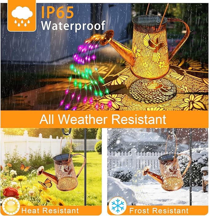Solar Watering Can Lights, Hummingbird Gifts for Women Mom Grandma Birthday, Waterproof Outdoor Multicolor Garden | Lumora