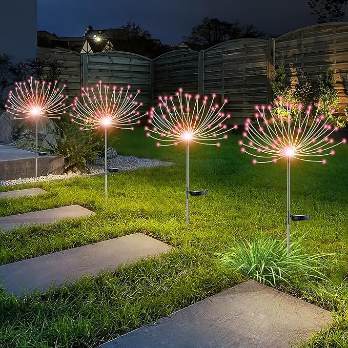YOTOZU 4 PCS Solar Firework Light, Outdoor Solar Garden Decorative Lights 120 LED Powered 40 Copper Wires String | Lumora