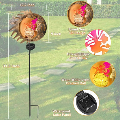 Garden Solar Lights Decor,Sun Moon Fairy Pathway Outdoor Stake Lights,Landscape Lights for Yard,Thanksgiving Day,Christmas Day,Valentine's Day Gift