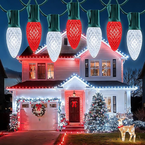 100 Feet Commercia Led Outdoor Christmas Lights, Waterproof C9 Christmas String Lights with 100 C9 Strawberry Bulbs | Lumora