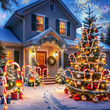 12 Pack Outdoor Solar Christmas Decorations, 180 Bright LED Solar Candy Cane Christmas Lights 8 Lighting Modes | Lumora