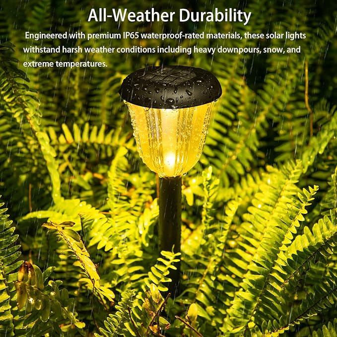 Solar Pathway Lights Outdoor, Solar Lights Waterproof, Taller Pathway Light with Larger Panel, Auto On/Off Up to 10 | Lumora
