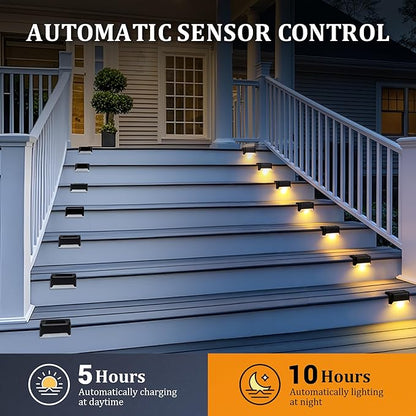 Solar Deck Lights Outdoor Waterproof, Solar Fence Lights for Outside Step, Stairs, Patio, Garden, Yard, and Pathway Decor(Warm White) 16Pack
