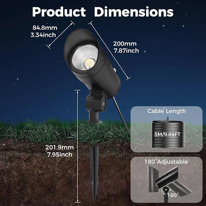 LOTMOS 30W LED Spot Lights Outdoor with Photocell Sensor, Dusk to Dawn Spotlights with 9.68FT Cord, 120V Plug in | Lumora