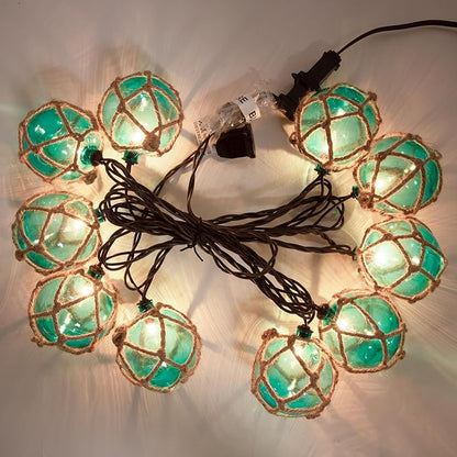 Decorative String Lights Plug in with 10 Incandescent Bulbs, Nautical Fishing Float String Lights Connectable Weatherproof for Indoor Home Tiki Bar Decor and Outdoor Patio Decorations (Aqua Blue)