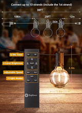 Brightown Led String Lights Outdoor 38Ft(28+10) with Remote Hooks and Clips, Patio String Lights for Outside with | Lumora
