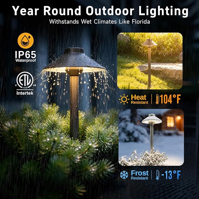 Gardenreet Brass Landscape Path Lights - 12V Low Voltage Pathway Light IP65 Waterproof, Outdoor Walkway Lighting | Lumora