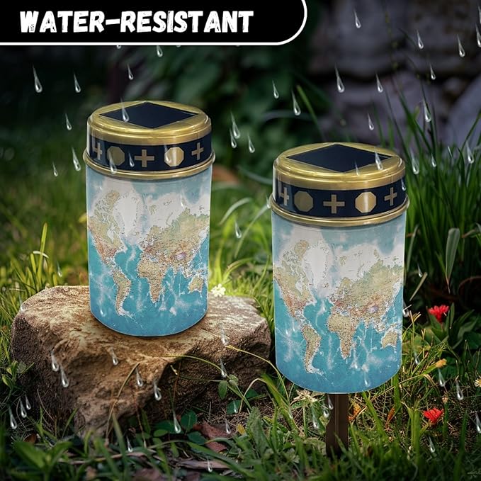 Map Solar Outdoor Lights,Solar Stake Lights Waterproof Solar Pathway Lights Landscape Lighting Solar Lantern Outdoor Garden Decorations for Yard Patio Tabletop
