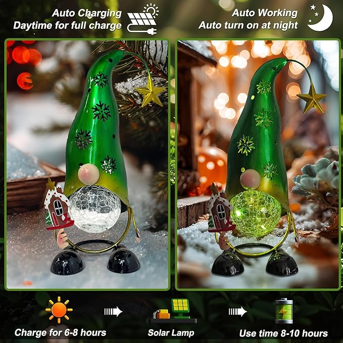 HONGLAND Christmas Gnomes Garden Decor Solar Outdoor Decorations Gnome Yard for Mom, Color Changing LED Lights with | Lumora