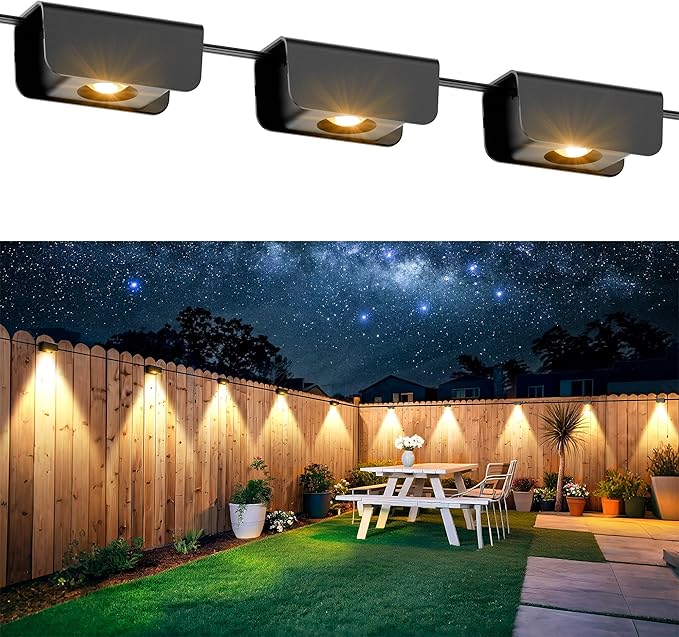 Outdoor Fence Lights, 10 Pack Deck Lights, Waterproof Stairs Light with Bright Lens LED, Warm Yellow, Security Wall Lamps for Patio, Backyard, Deck, Fence, Railing