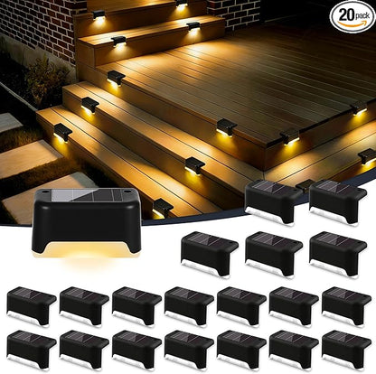 Solar Deck Lights Outdoor Waterproof, Solar Fence Lights for Outside Step, Stairs, Patio, Garden, Yard, and Pathway Decor(Warm White) 20Pack