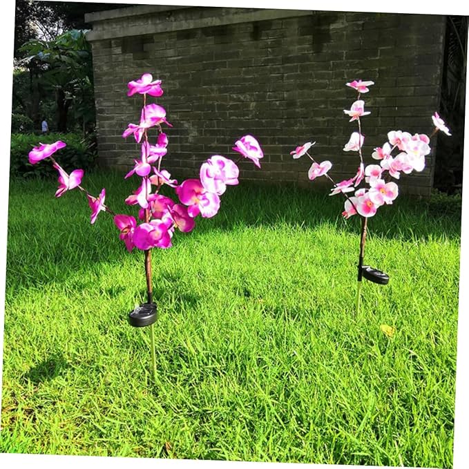 2pcs Solar Ground Plug Lights Shape Outdoor Solar Pathway Lamp Easy Install Energy Saving Garden Decor