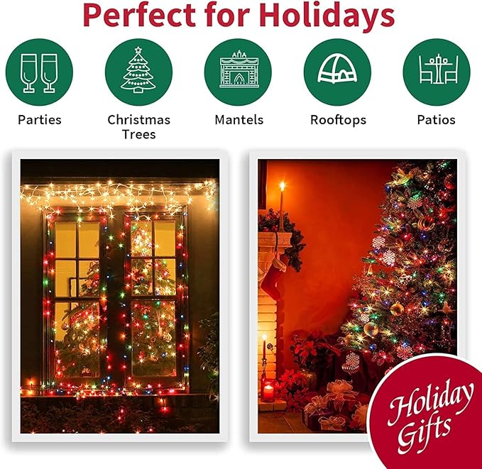 LAMPHOME Easter Decorations Mini String Lights, 300Lights 63.8ft(2pk of 150L) Easter Mini Lights, Multicolor Christmas Lights Decoration for Indoor Garland Party Christmas Tree