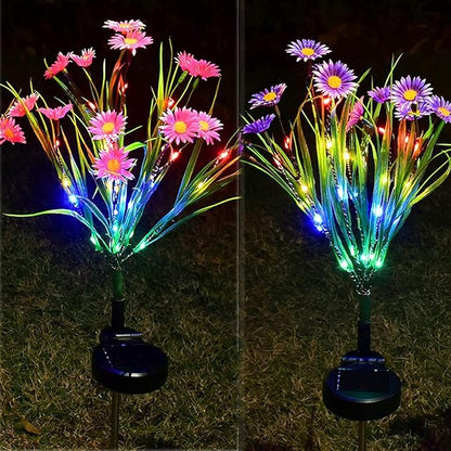 Solar Flower Lights Outdoor, Waterproof LED Daisy Flowers Solar Stake Decorative In-Ground Lights 2Mode for Garden Landscape Yard Pathway Wedding Party (Purple, 1Pack)