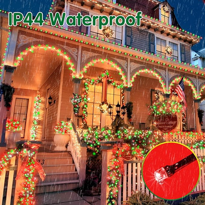 XURISEN 551FT 1400 LED Christmas Lights Outdoor Green Wire String Lights 8 Modes with Timer Memory Waterproof Fairy Light Plug in for Xmas Tree Wedding Yard Party Holiday Decorations(Red+Green)