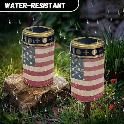 America Flag Solar Lights for Garden Solar Lights Outdoor Patriotic Pathway Solar Garden Light Decorative Landscape Path Light 4th of July Outdoor Yard Lawn Lights