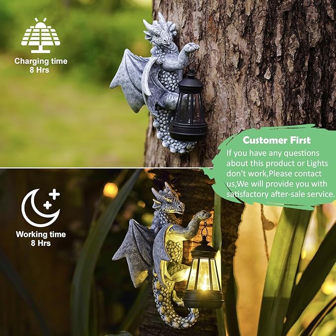 Dragon Tree Hugger Garden Decor - 9.3 Inch Garden Statues Lawn Ornaments for Outside Balcony Yard Art | Lumora