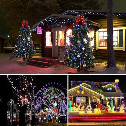 FULLBELL Fairy Lights Outdoor String Lights 33ft 100 LED with Memory Modes Controller, Extendable Christmas Lights Decorations for Wedding, Christmas, Party, Patio, Indoor Outdoor (Multicolor1)