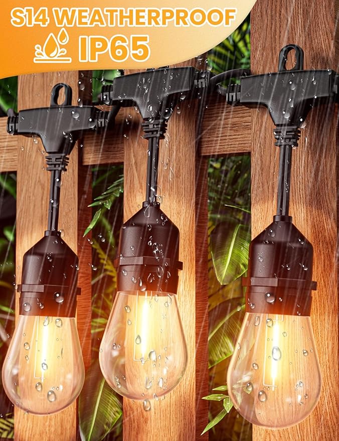 Svater Outdoor Led String Lights 75 FT, Patio Lights for Outside with 9pcs S14 Shatterproof Bulbs, 1 Watt E26 | Lumora