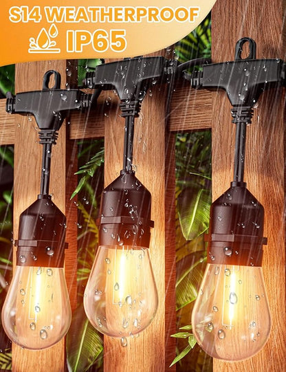 Svater Outdoor String Lights 150FT + Vintage LED Edison Bulbs 60W Equivalent, 6W ST58 2700K 12Pack