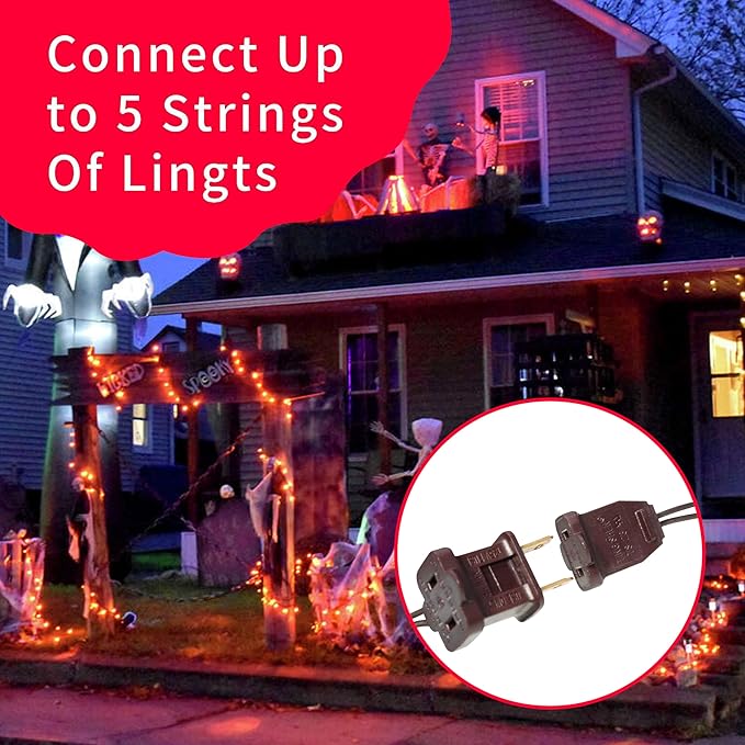 Ultra-Bright Connects End to End Orange Christmas Mini Lights 100L 19.6Ft UL Listed Incandescent Bulb String Light Set for Indoor and Outdoor Halloween Home Garden Party Holiday Tree Decor